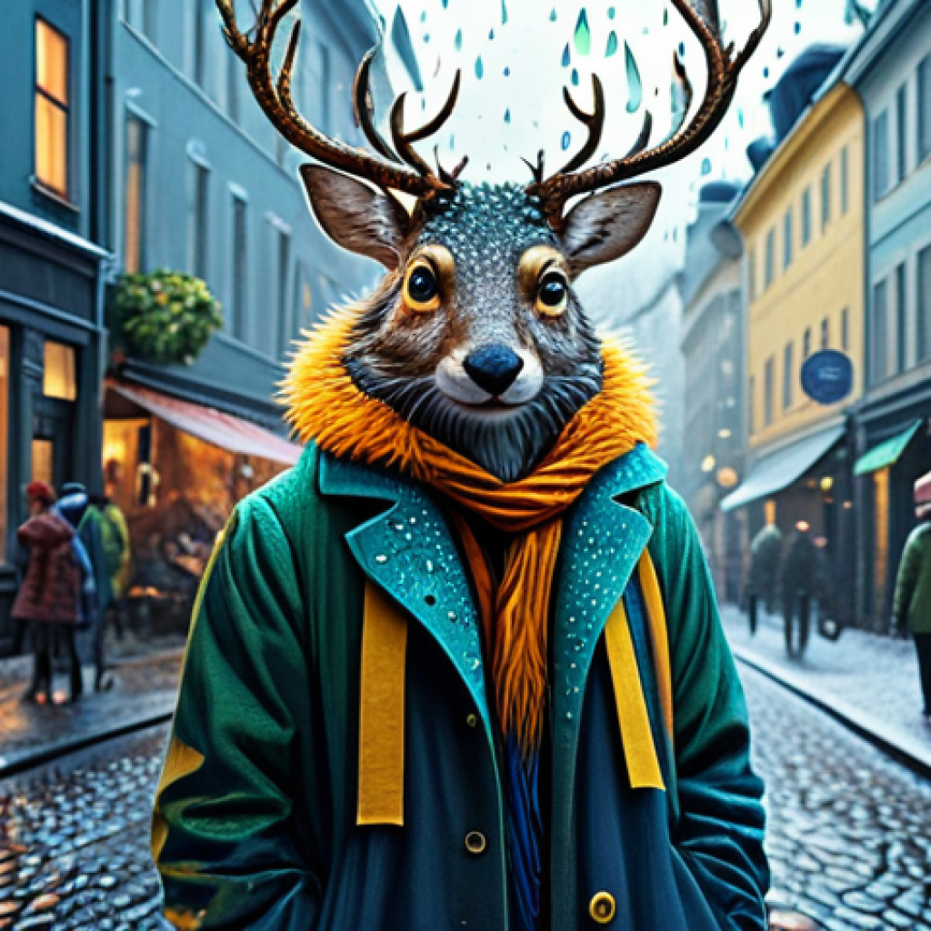 **
"A vibrant digital painting inspired by a Swedish artist, blending Stockholm street scenes with fantastical forest creatures, use bright and expressive colors, with emphasis on intricate details like dew drops and fur textures, safe for work, appropriate content, fully clothed figures in modest attire, perfect anatomy, natural proportions, professional quality"
**