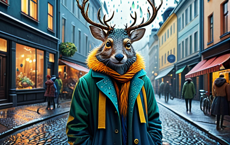 **
"A vibrant digital painting inspired by a Swedish artist, blending Stockholm street scenes with fantastical forest creatures, use bright and expressive colors, with emphasis on intricate details like dew drops and fur textures, safe for work, appropriate content, fully clothed figures in modest attire, perfect anatomy, natural proportions, professional quality"
**