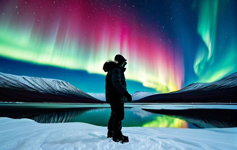 스웨덴 오로라 관측 명소 - **Prompt 1: Abisko's Ethereal Dance**
"A majestic, panoramic view of the Abisko National Park in...