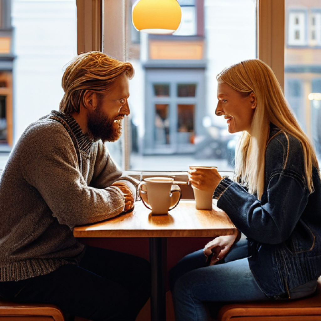 스웨덴에서 한달 살기 경험담 - **Prompt:** A cozy and inviting scene inside a traditional Swedish café during "Fika" time. Diverse ...