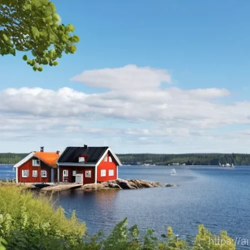 Home 27 스웨덴과 덴마크 비교 - **Prompt: Serene Swedish Archipelago with Traditional Houses**
A breathtaking panoramic view of ...