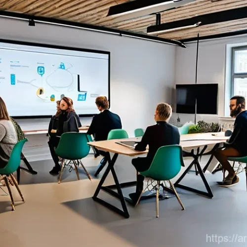 Home 25 스웨덴 스타트업 환경 - They are actively collaborating around large interactive screens, sleek laptops, and whiteboards fil...