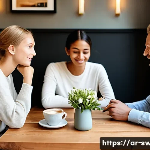 Home 24 스웨덴에서 금기시되는 행동 - **A serene "Fika" moment in a modern Swedish cafe.**
A diverse group of friends, including a per...